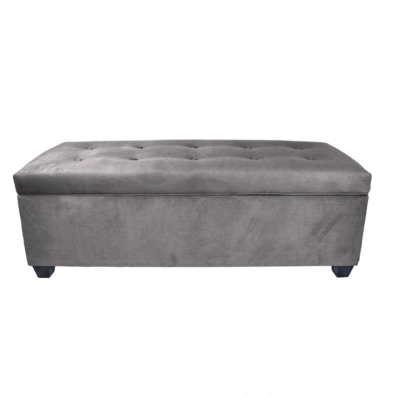 Banc de rangement en lin capitonné
