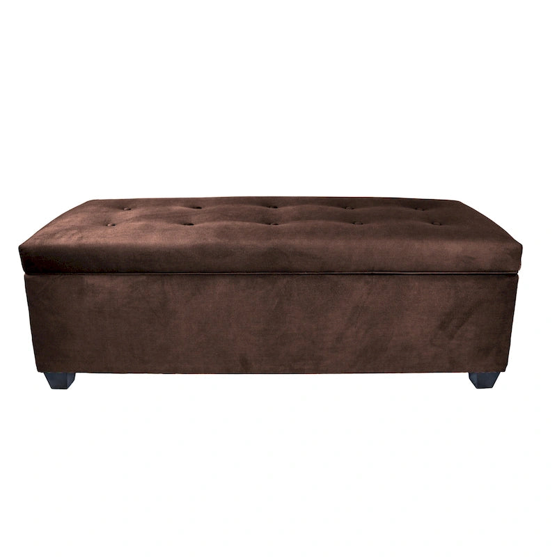 Banc de rangement en lin capitonné