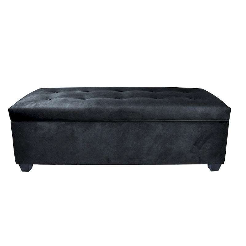 Banc de rangement en lin capitonné