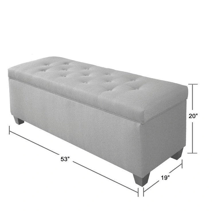 Banc de rangement en lin capitonné