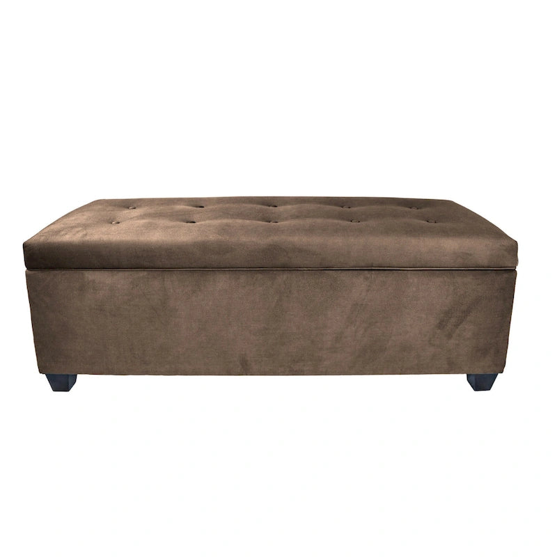 Banc de rangement en lin capitonné