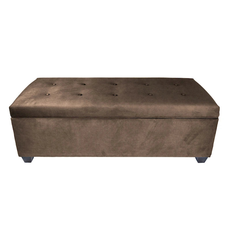Banc de rangement en lin capitonné