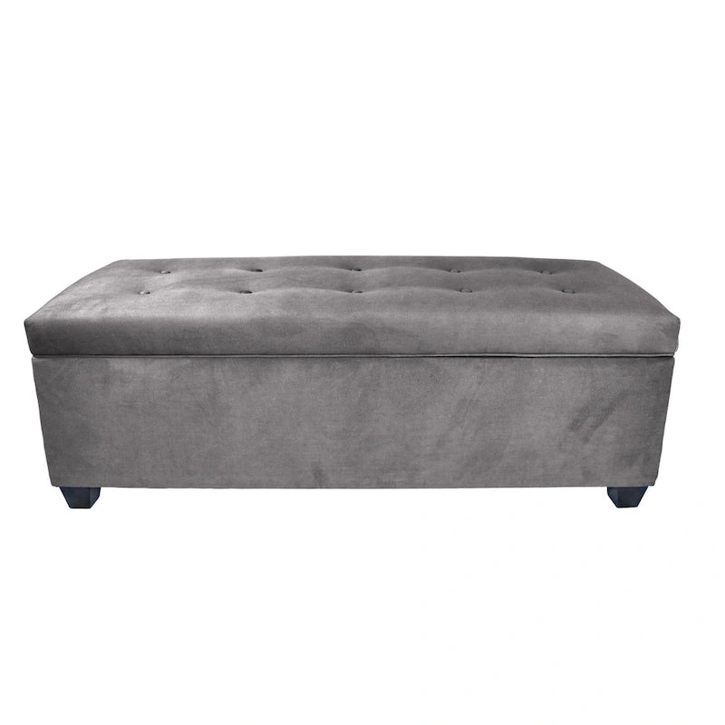 Banc de rangement en lin capitonné