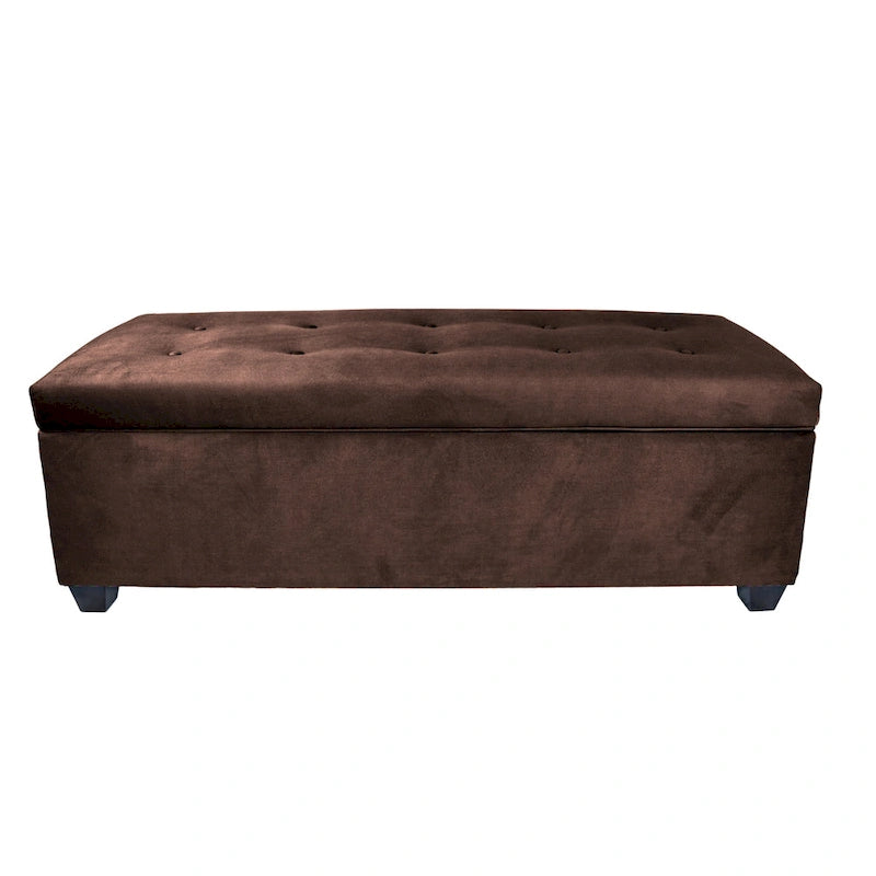 Banc de rangement en lin capitonné