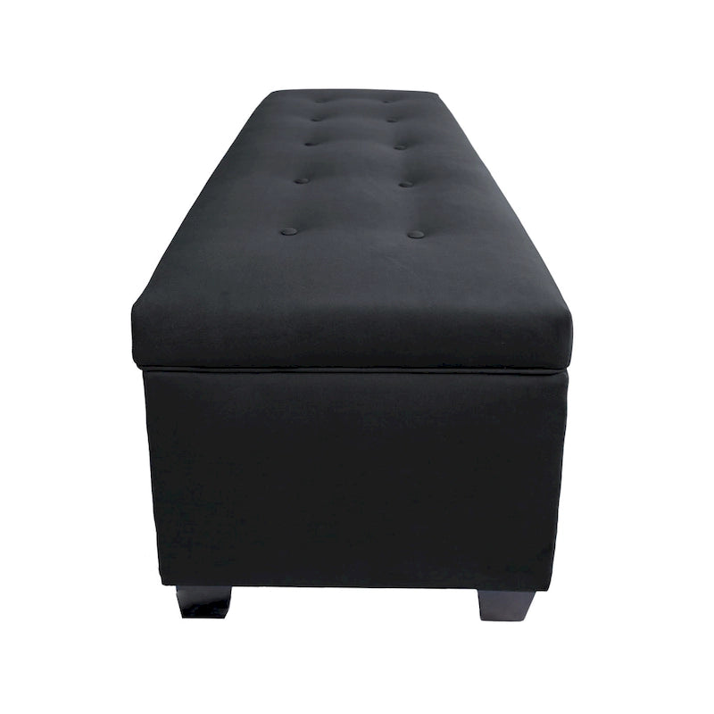 Banc de rangement en lin capitonné