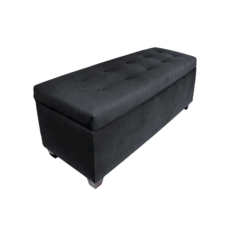 Banc de rangement en lin capitonné