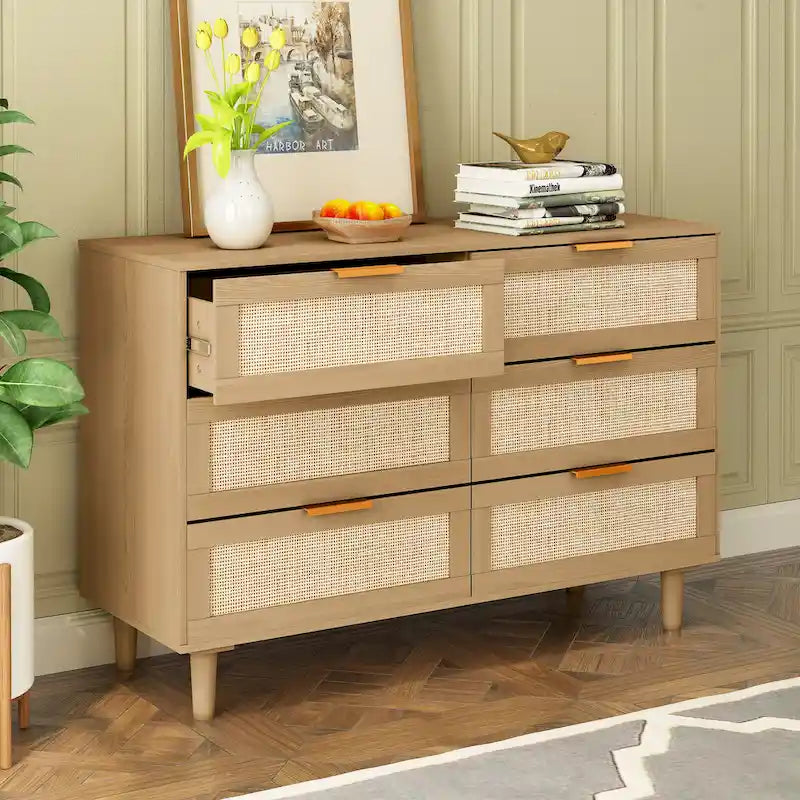 6 tiroirs Commode en rotin Tiroir en rotin,