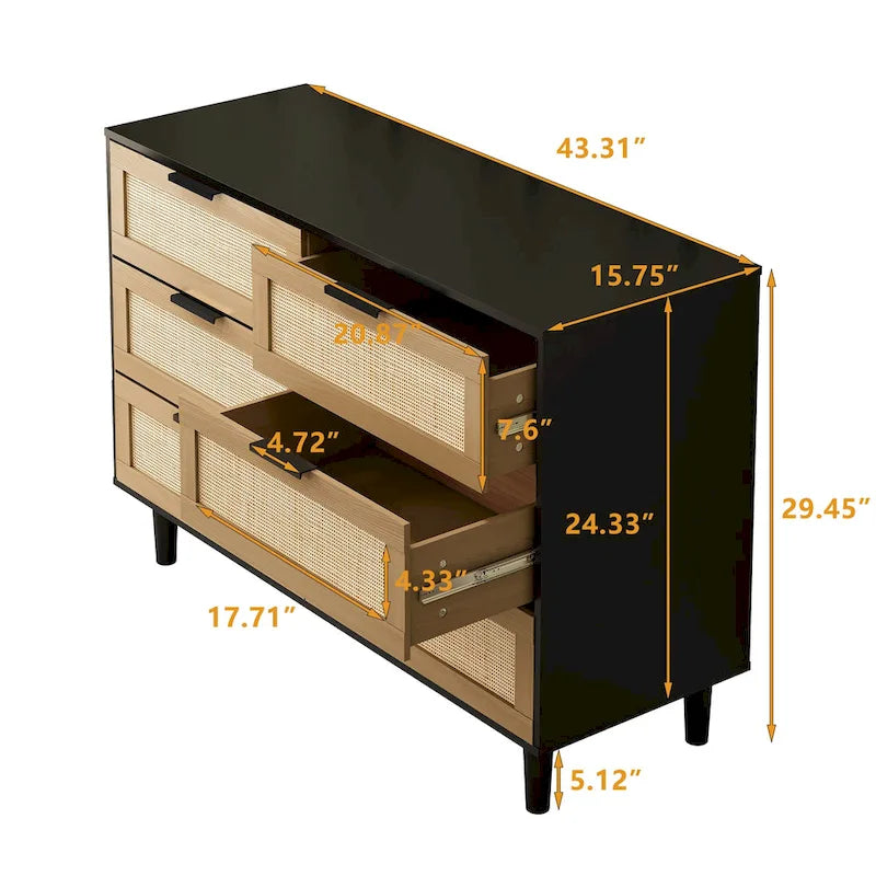 6 tiroirs Commode en rotin Tiroir en rotin,