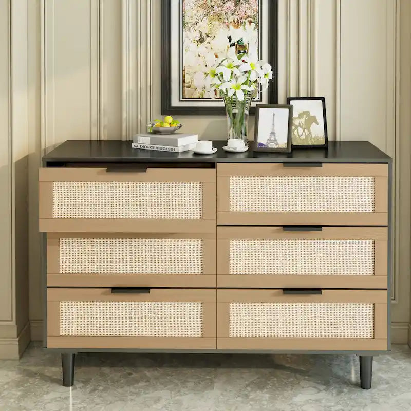 6 tiroirs Commode en rotin Tiroir en rotin,
