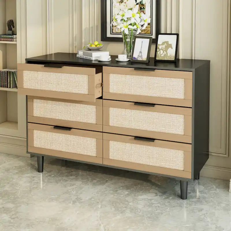 6 tiroirs Commode en rotin Tiroir en rotin,