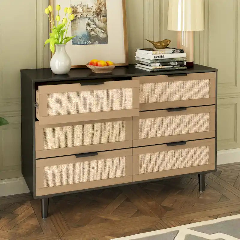 6 tiroirs Commode en rotin Tiroir en rotin,