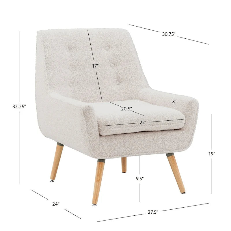 Fauteuil d'appoint en fausse fourrure sherpa blanche