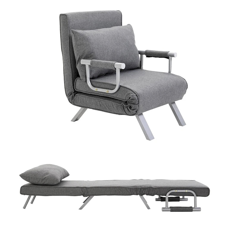 Petit canapé-futon avec couchage pliant confortable pour les invités, angles de dossier réglables et design élégant