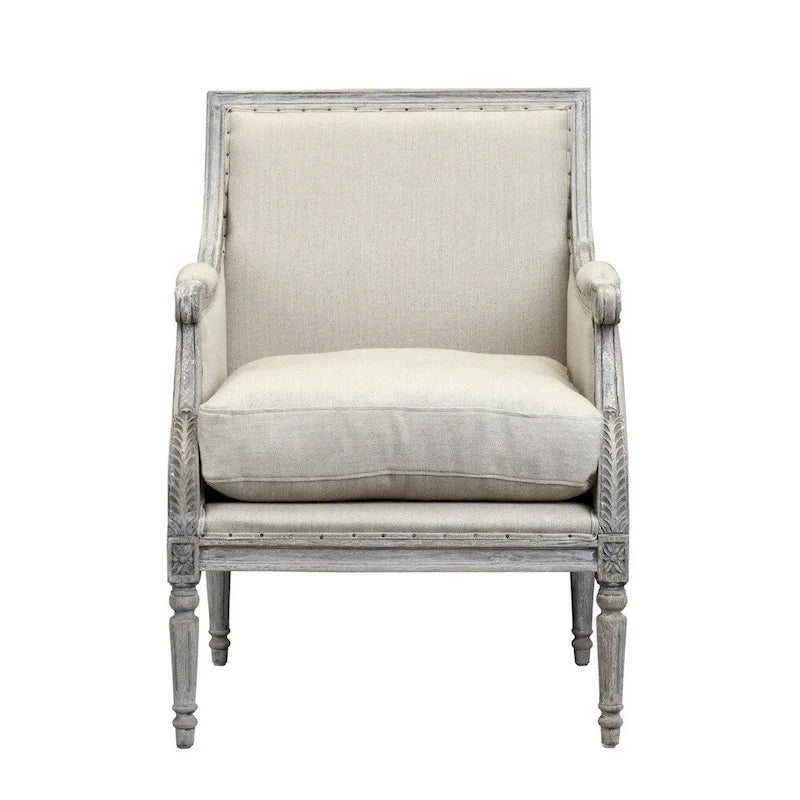Fauteuil en bois blanc cassé