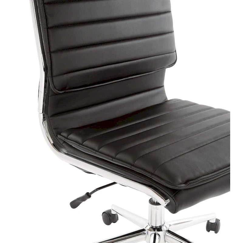 Chaise sans accoudoirs à dossier mi-hauteur en similicuir avec piètement chromé