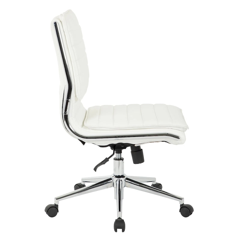 Chaise sans accoudoirs à dossier mi-hauteur en similicuir avec piètement chromé