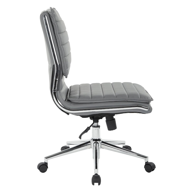 Chaise sans accoudoirs à dossier mi-hauteur en similicuir avec piètement chromé