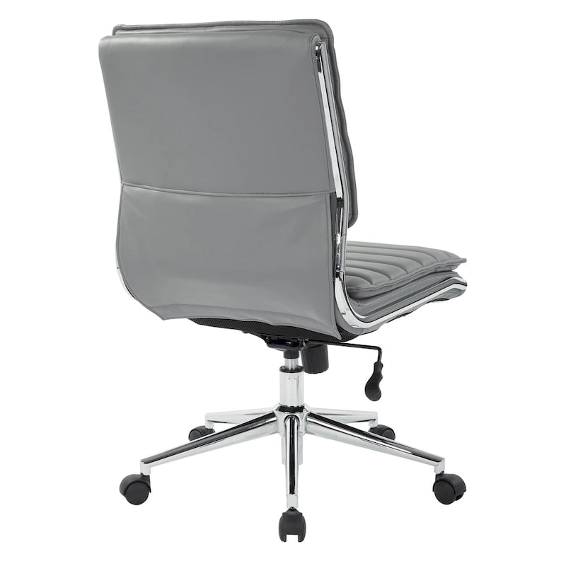 Chaise sans accoudoirs à dossier mi-hauteur en similicuir avec piètement chromé