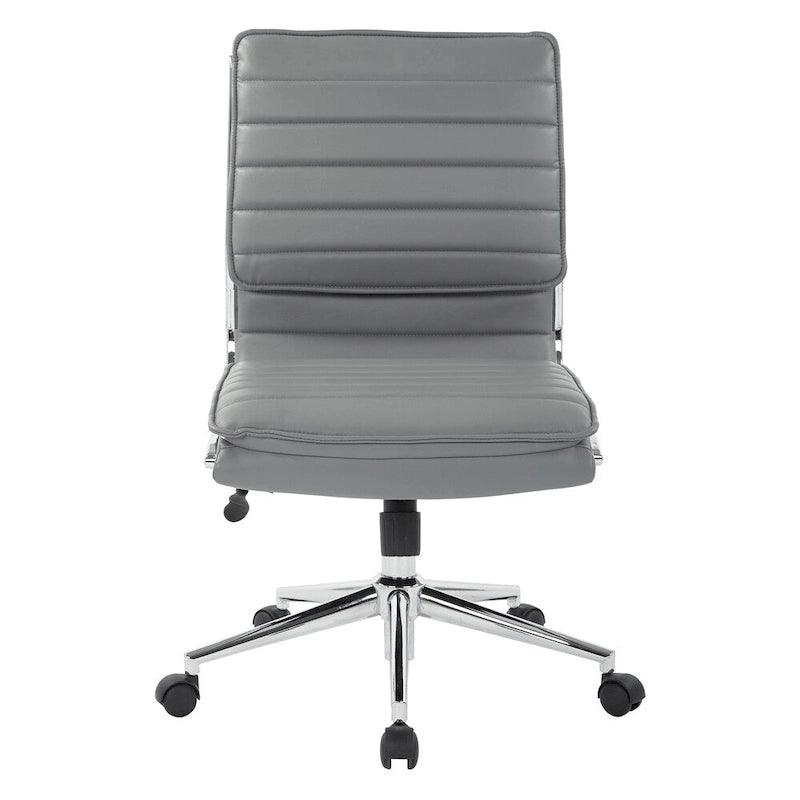 Chaise sans accoudoirs à dossier mi-hauteur en similicuir avec piètement chromé