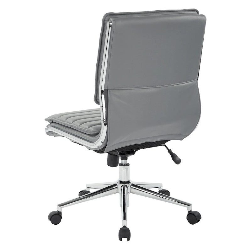 Chaise sans accoudoirs à dossier mi-hauteur en similicuir avec piètement chromé