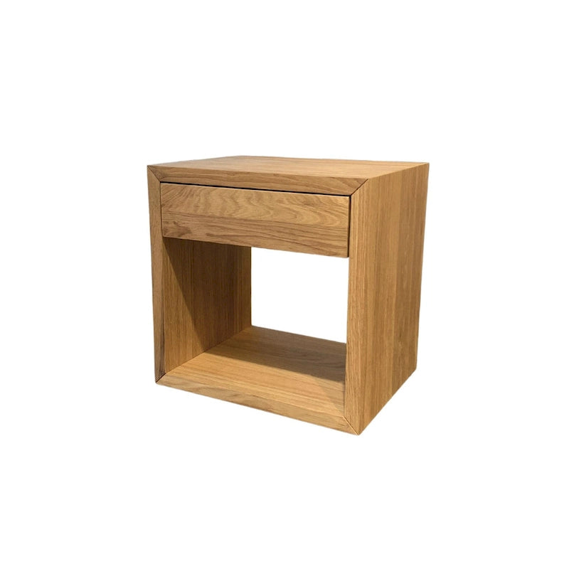 Lot de 2 - Tables de chevet flottantes en chêne massif faites à la main avec tiroir, Tables d'appoint
