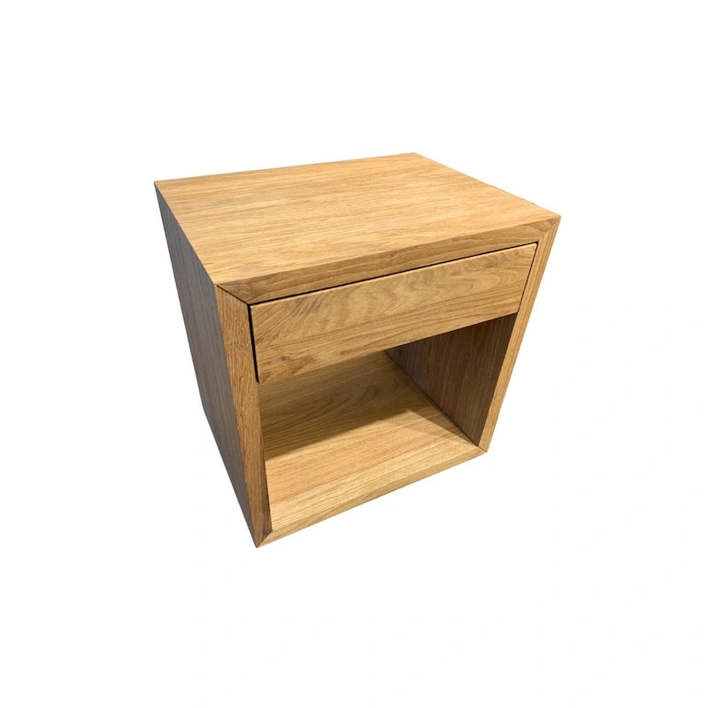 Lot de 2 - Tables de chevet flottantes en chêne massif faites à la main avec tiroir, Tables d'appoint