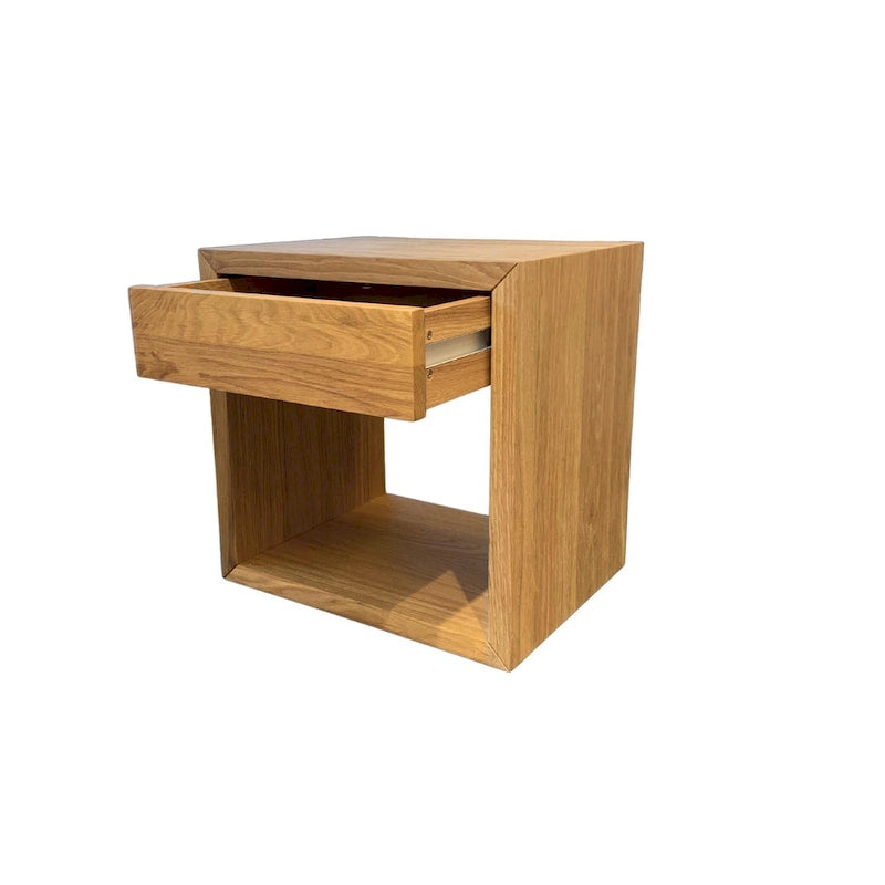 Lot de 2 - Tables de chevet flottantes en chêne massif faites à la main avec tiroir, Tables d'appoint