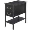 Table de chevet avec station de recharge, 2 ports USB et 2 prises de courant, table d'appoint haute avec 2 tiroirs et étagère de rangement