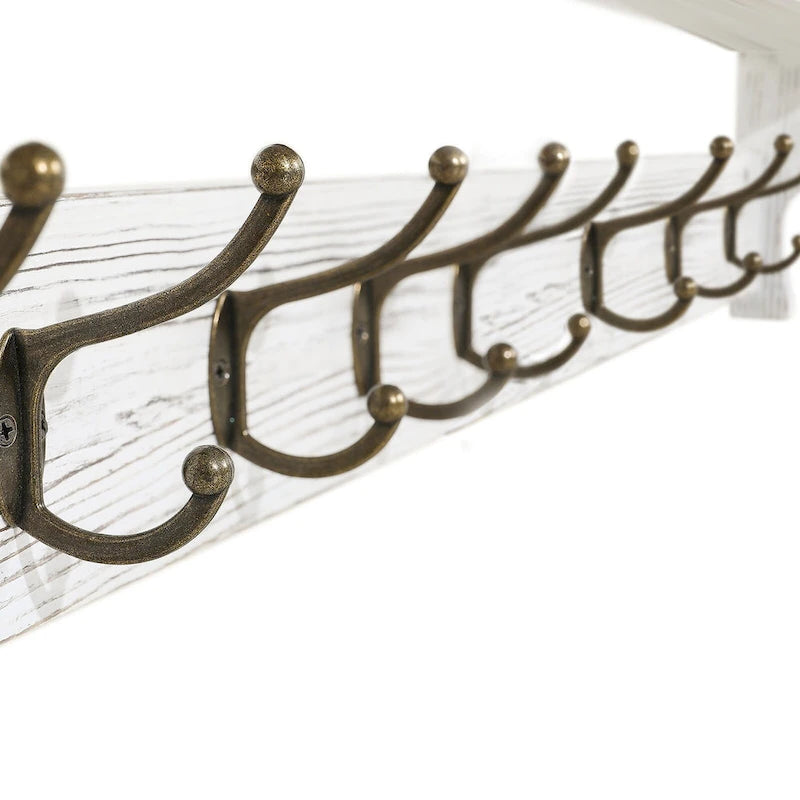Porte-manteau mural 35,8 avec étagère de rangement et crochets métalliques - 35,8L x 4,6P x 7,8H