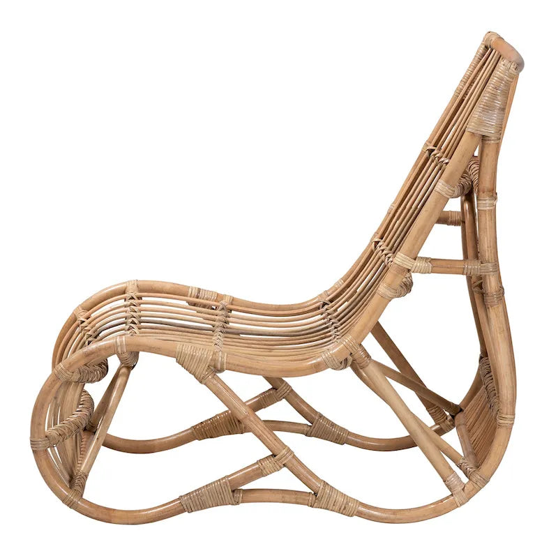 Fauteuil de salon moderne bohème en rotin naturel