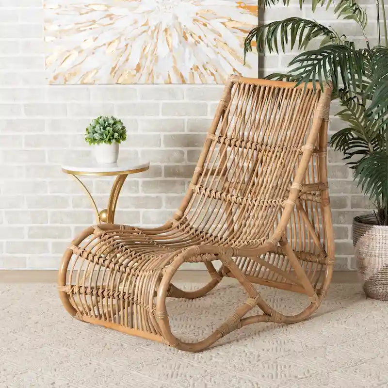Fauteuil de salon moderne bohème en rotin naturel
