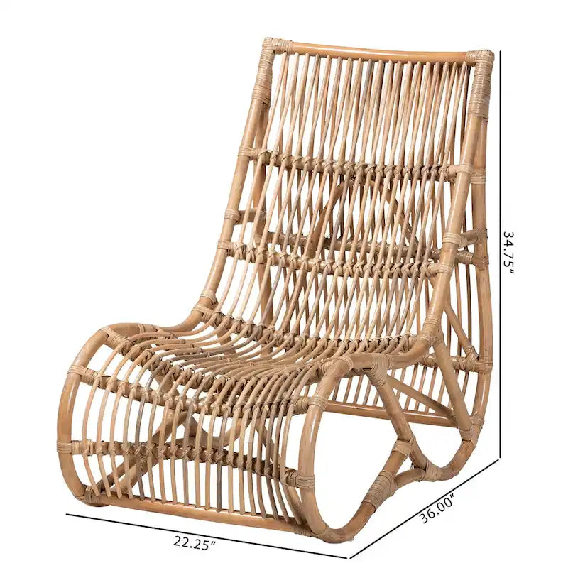 Fauteuil de salon moderne bohème en rotin naturel