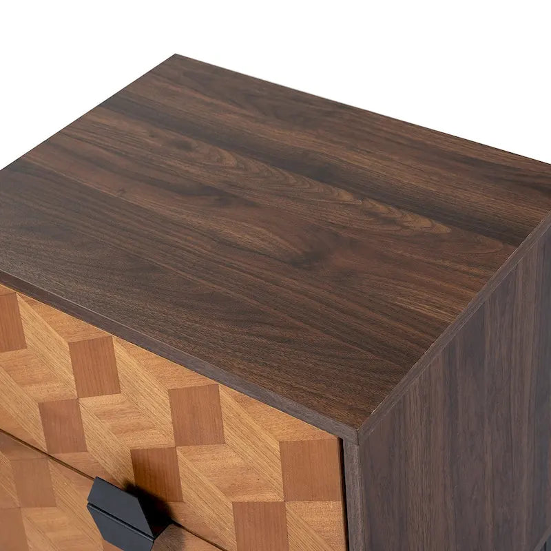 Table de chevet moderne de 25 pouces à 2 tiroirs avec station de charge et pieds réglables, lot de 2