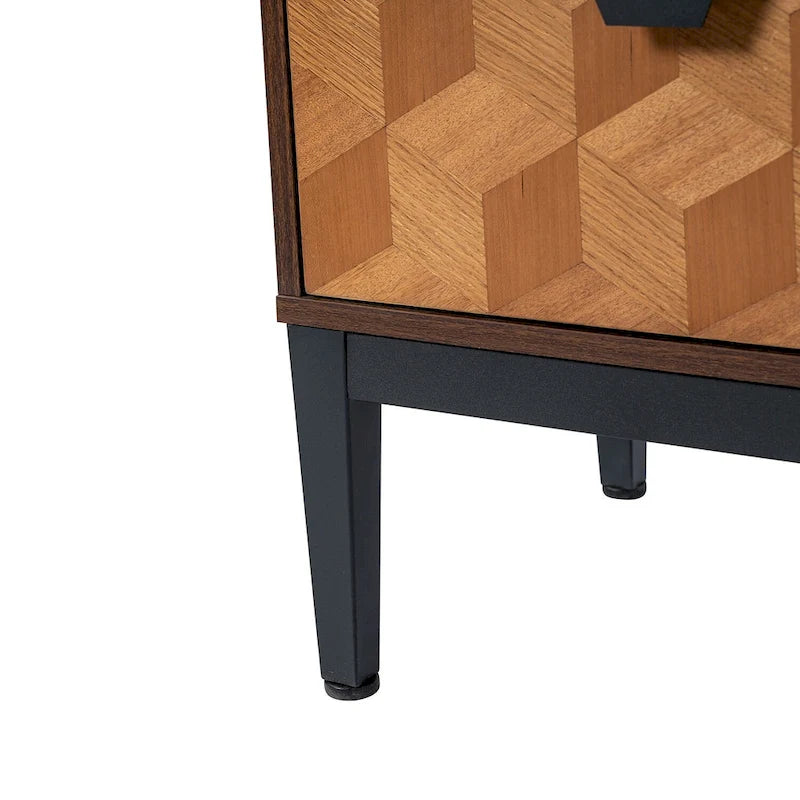 Table de chevet moderne de 25 pouces à 2 tiroirs avec station de charge et pieds réglables, lot de 2