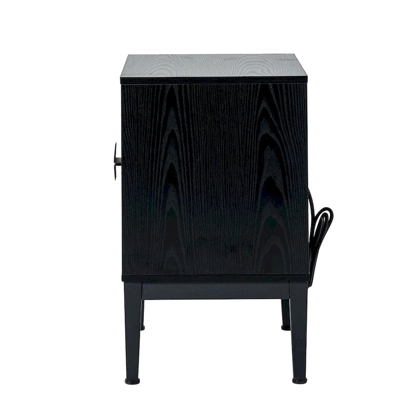 Table de chevet moderne de 25 pouces à 2 tiroirs avec station de charge et pieds réglables, lot de 2