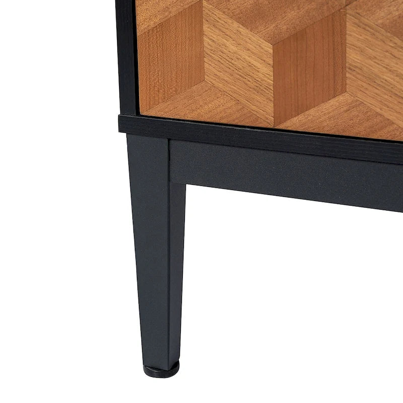 Table de chevet moderne de 25 pouces à 2 tiroirs avec station de charge et pieds réglables, lot de 2