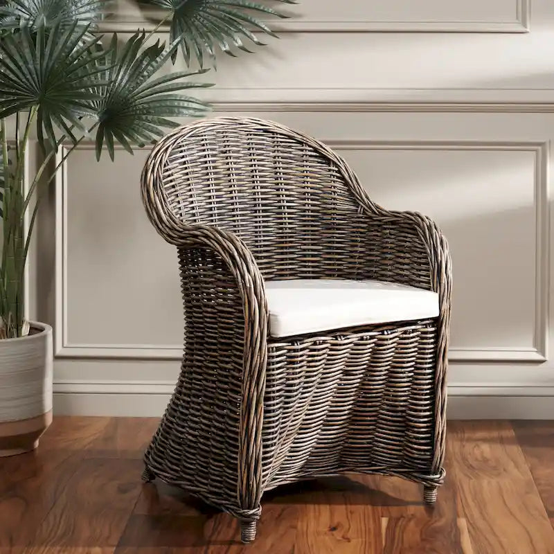 Fauteuil Club en rotin jaune - 24Wx26Px35H