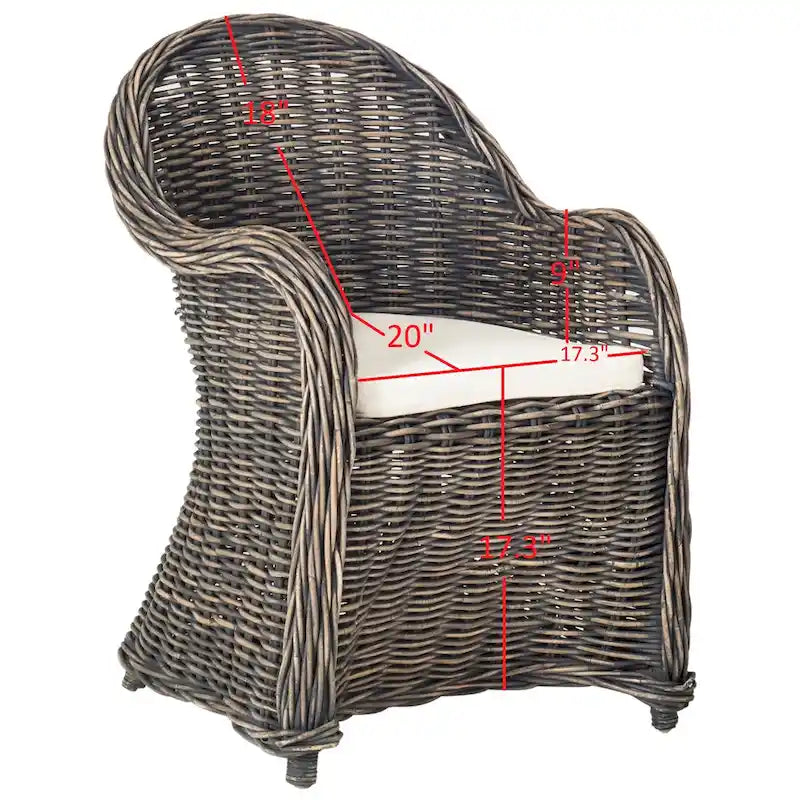 Fauteuil Club en rotin jaune - 24Wx26Px35H