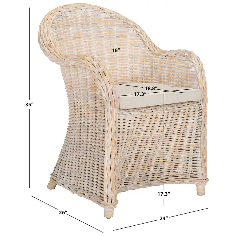 Fauteuil Club en rotin jaune - 24Wx26Px35H
