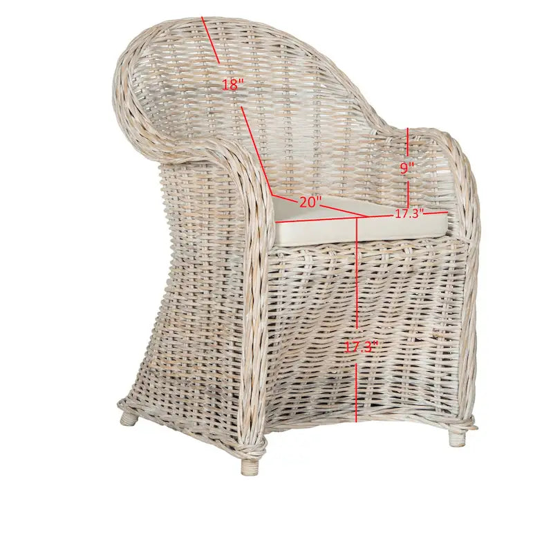 Fauteuil Club en rotin jaune - 24Wx26Px35H