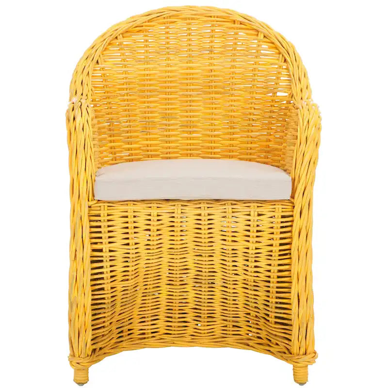 Fauteuil Club en rotin jaune - 24Wx26Px35H