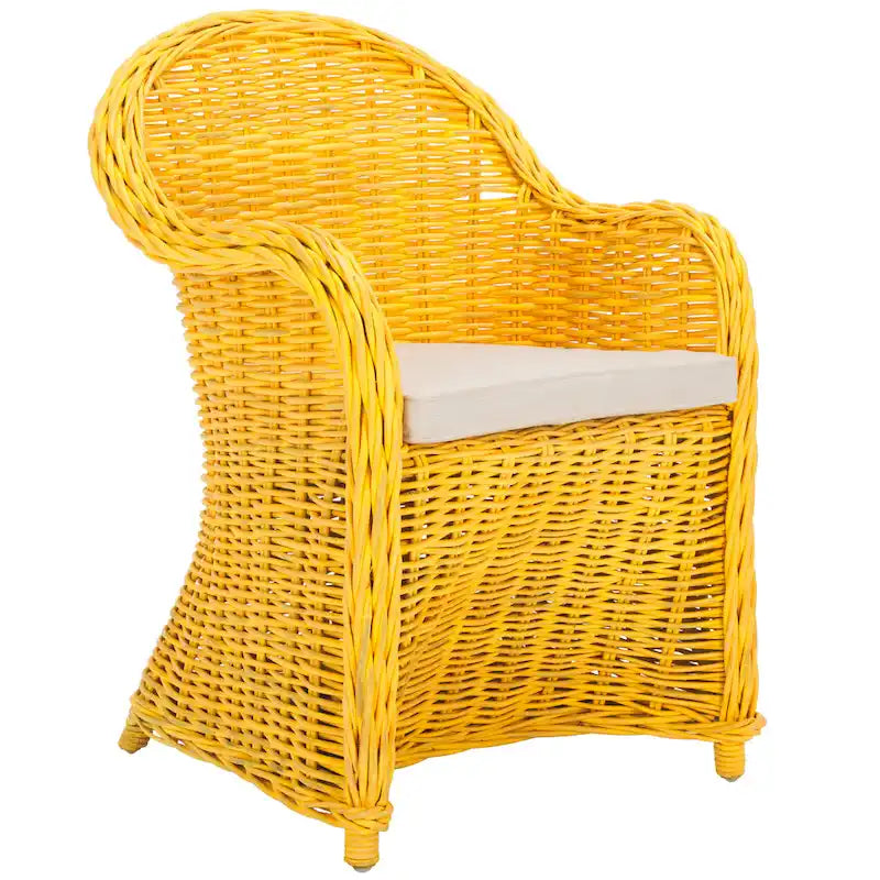 Fauteuil Club en rotin jaune - 24Wx26Px35H
