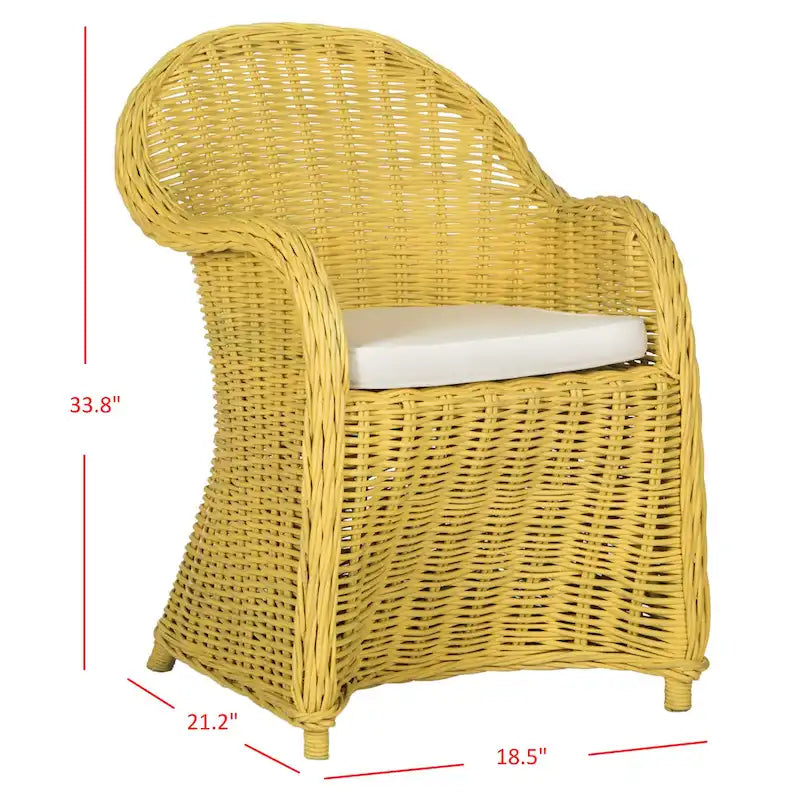 Fauteuil Club en rotin jaune - 24Wx26Px35H