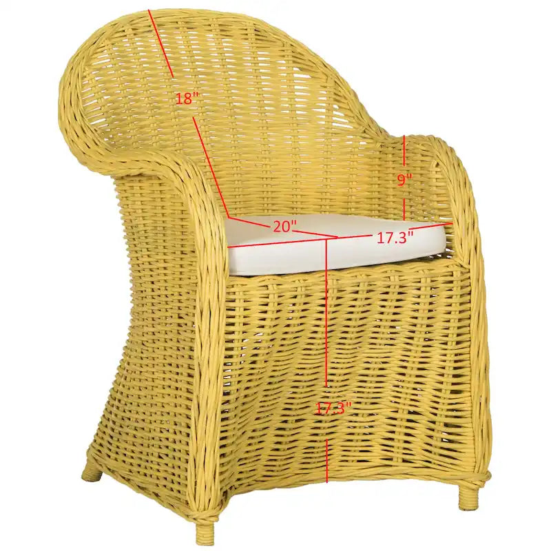 Fauteuil Club en rotin jaune - 24Wx26Px35H