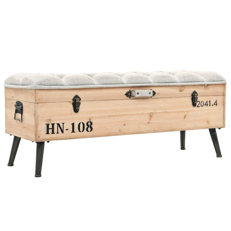 vidaXL Storage Bench 43.3 Solid Wood Fir - 43.3 x 15.7 x 19.7