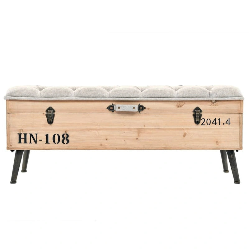 Banc de rangement 110 cm - Bois de sapin massif, 110 x 40 x 50 cm