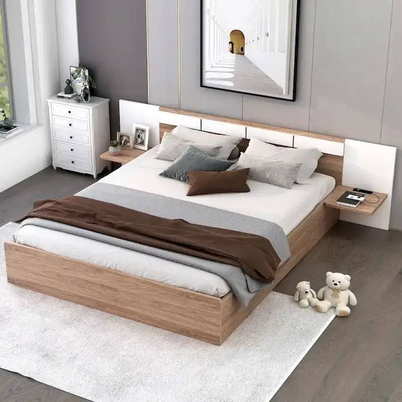 Lit plateforme queen-size avec tête de lit