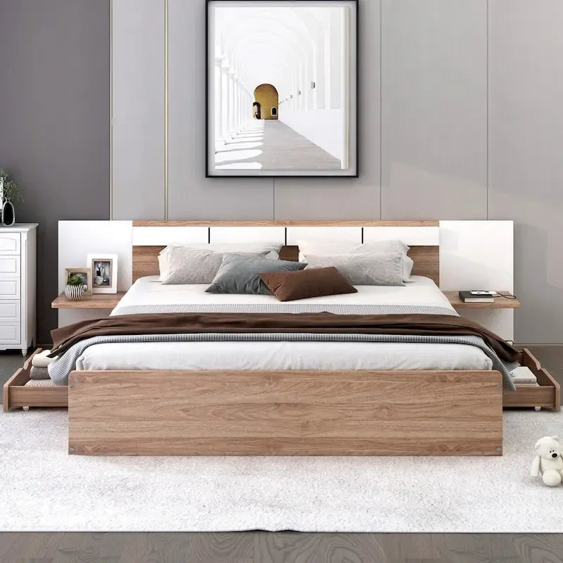 Lit plateforme queen-size avec tête de lit