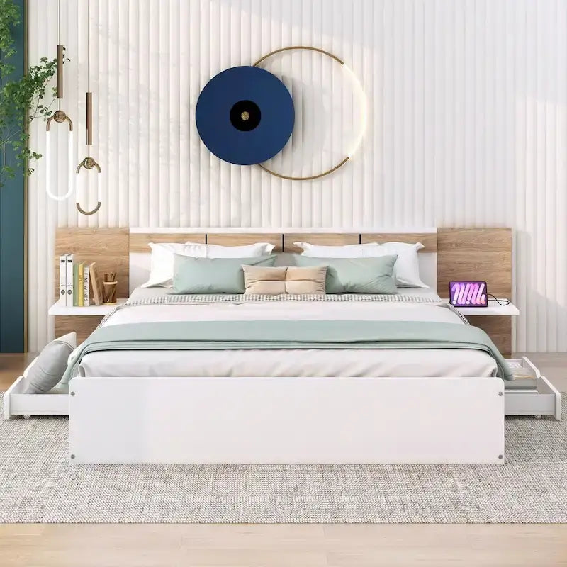 Lit plateforme queen-size avec tête de lit