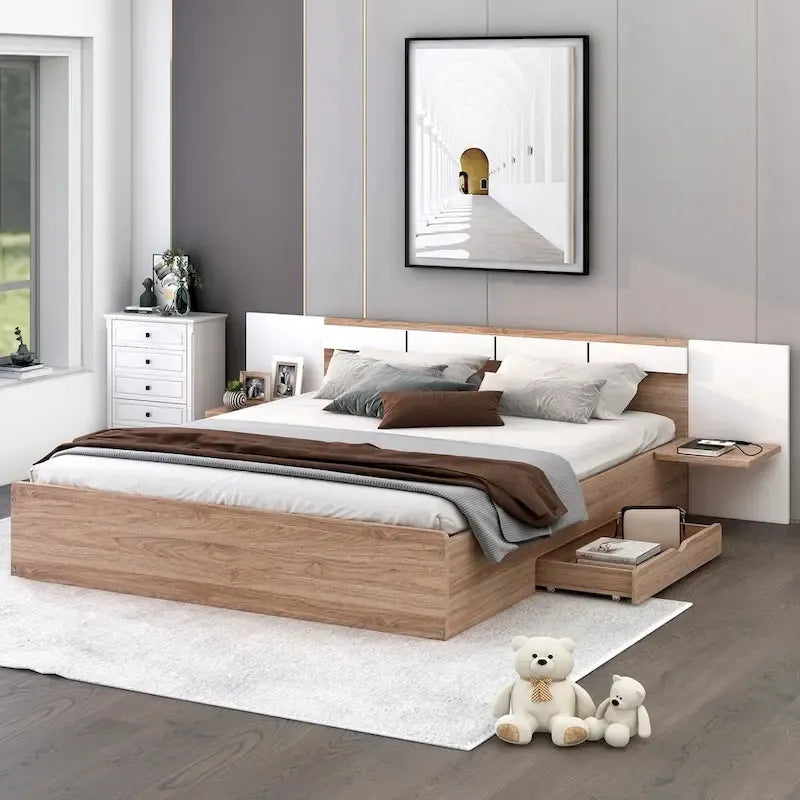 Lit plateforme queen-size avec tête de lit